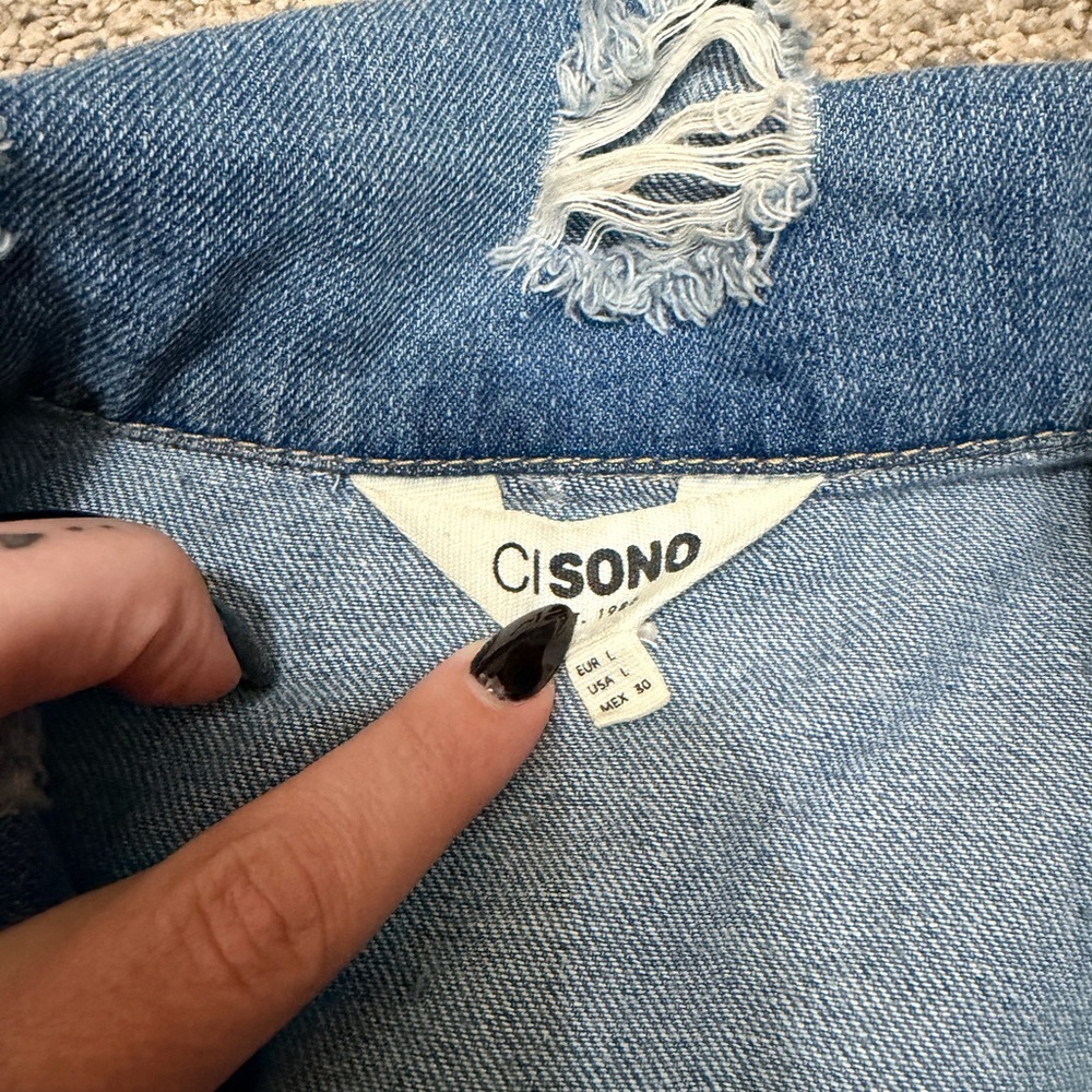 Ci Sono Light Blue Distressed Jean Jacket - Picture 2 of 3